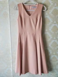 フォクシー 40 ピンクベージュ フレアワンピース