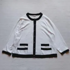 ローズティアラ　カーディガン　ニット　七分袖　バイカラー　金ボタン　手洗い　42