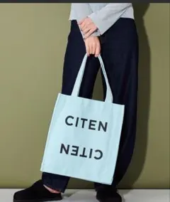CITEN ロゴ ステートメント プリントバッグ ライトブルー