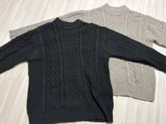 【2着セット】roshell ケーブルニット セーター XL グレー ブラック