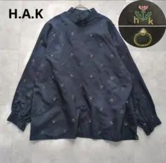 美品✨ H.A.K. ハク 刺繍入り 長袖シャツ スタンドカラー フワラー 花のサムネイル