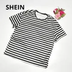 SHEIN 1028 ボーダー半袖Tシャツ Sサイズ モノトーン