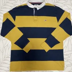 TOMMY JEANS メンズラガーシャツ 長袖 XL イエロー ネイビー