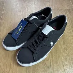 【未使用品】ポロラルフローレン ポニーロゴ 刺繍 スニーカー ブラック