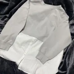 GU ダブルフェイスヘムコンビネーションプルオーバー　　L ライトグレー