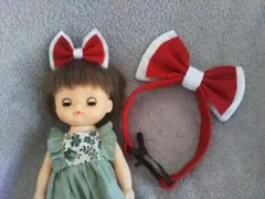 お人形とおそろい X'masカラーのヘアバンドセット