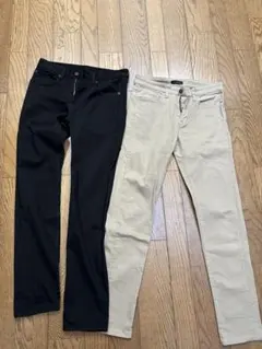GUのブラックスキニー　ユニクロのベージュスリムパンツ2本セット