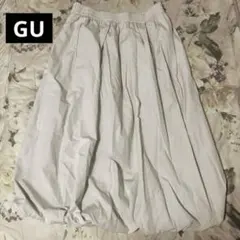 GU バブルヘム ミディスカート バルーンスカート ゴムウエスト XL ベージュ