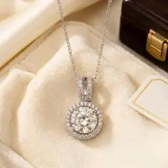 3ct モアサナイト ネックレス 1粒 ダイヤ 大粒 S925 プラチナ 仕上げ