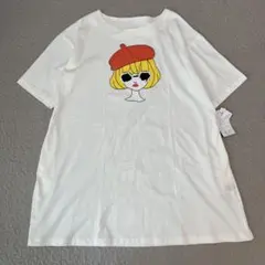 【新品】値下げ中 Tシャツ　ホワイト プリントT 半袖　ビックサイズ　ゆるだぼ