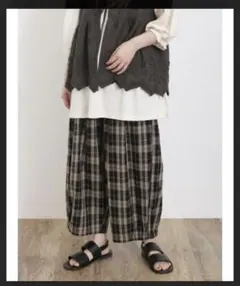 サマンサモスモス　チェック　パンツ　裾絞り