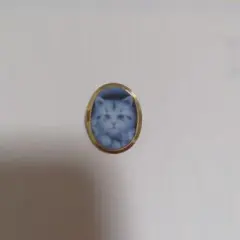 [値下げ] 新品未使用　猫キャット　ストーンカメオ　ブローチ兼ペンダントトップ