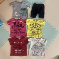 80/半袖Tシャツまとめ売り/デニム風ハーフパンツおまけ