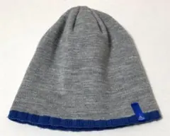 アディダス　adidas ジュニア　ニット帽　ブルー×グレー　リバーシブル