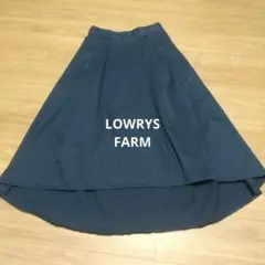 LOWRYS FARM ネイビー　フレアスカート　L　綿素材　紺色　ウエストゴムのサムネイル