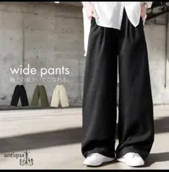 【送料無料！】アンティカ☆ コットンワイドパンツ（ブラックM）