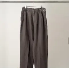 ANCELLM BELTED LINEN TUCK SLACKS(BROWN) - メルカリ
