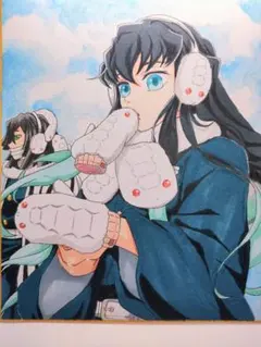 ファンアート　鬼滅の刃　時透無一郎　伊黒小芭内　手描きイラスト