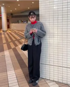 discoat 前後2WAYシャギーカーディガン グレー