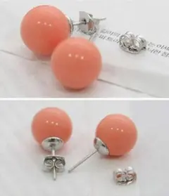 コーラル風 ボールピアス オレンジ シンプル 可愛い