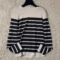 クルチアーニ　コットン　シルク　ボーダー　ニット　肩ボタンのサムネイル