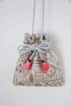 ハンドメイドインド刺繍生地ポシェット　ショルダーバッグ