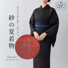 QQ13-210 夏 着物 紗 小紋 単衣 黒 えんじ 対象身長～160㎝ 単品のサムネイル
