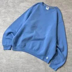 8*e様 00s RUSSELL ATHLETIC 前V スウェット 水色 無地