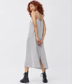 ジーユー GU サテンキャミソールワンピース 新品タグ付 グレー