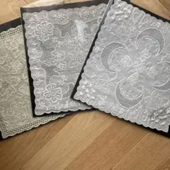 【新品未使用】高級 汕頭（スワトウ）刺繍 ハンカチ 手刺繍 レース
