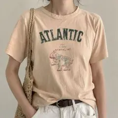 45rpm ATLANTIC ゾウプリント 半袖Tシャツ ベージュ 1のサムネイル