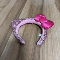 ピンク スパンコール リボン カチューシャ