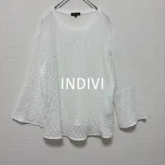 未使用 INDIVI シアサッカー素材 フレアスリーブ サイズ38 白のサムネイル