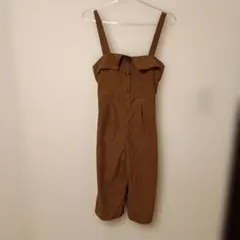 ブラウン ボタン付きオーバーオール　140