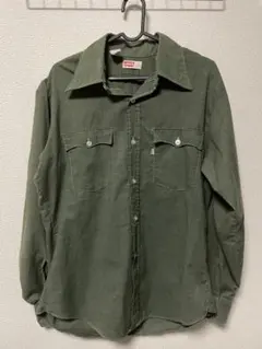 80s LEVIS オリーブグリーン 長袖シャツ L