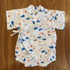 【超美品】ベビーロンパース　甚平　くじら柄　浴衣　70