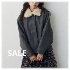 プードル襟2wayコート/チャコール　frene