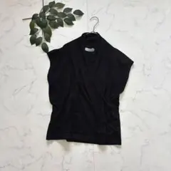 8419✾フューティアランド✾カシュクールフレンチスリーブニット【XL】ブラックのサムネイル