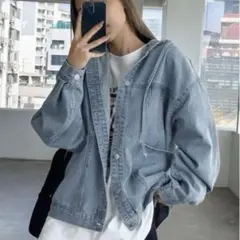 フード付き　オーバーサイズデニムジャケット