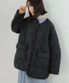 Ray BEAMS レイビームス キルティング ノーカラー ブルゾン