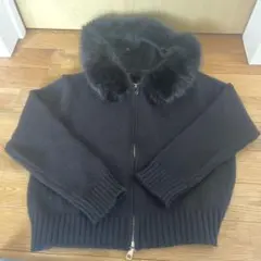 ブラックニットファーパーカー