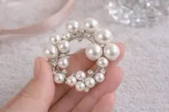 ブローチ　七五三　入学式　卒業式　高見え パールサークルブローチ