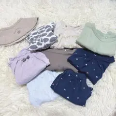 女の子　カットソー　ズボン　ロンパース　まとめ売り 70-80cm　スタイ付き
