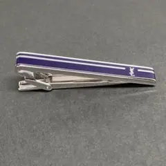 極美品　イヴサンローラン　ブラック＆シルバー　YSLロゴ　ネクタイピン・タイバー