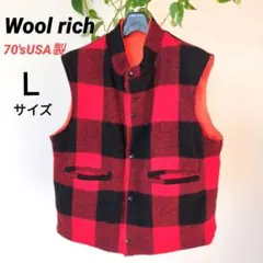 【70'sUSA製】Woolrichウールリッチ リバーシブルベストチェックＬ