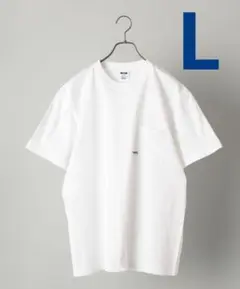 SHIPS　マイクロ SHIPSロゴ ポケット Tシャツ（L）ホワイト