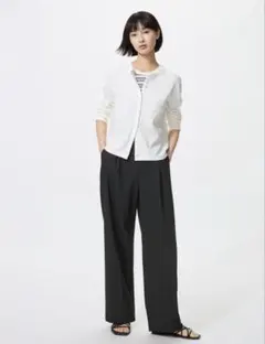 UNIQLO タックワイドパンツ ブラック XXLサイズ 裾上げ有り