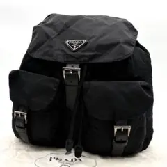 美品✨プラダ リュック バックパック ナイロン サフィアーノレザー 三角ロゴ 黒