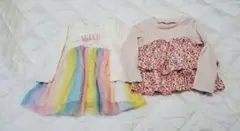 90サイズカラフルスカートとフリルトップスセット