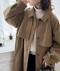 2wayスタンドカラーボリュームスリーブニットモッサロングチェスターコート